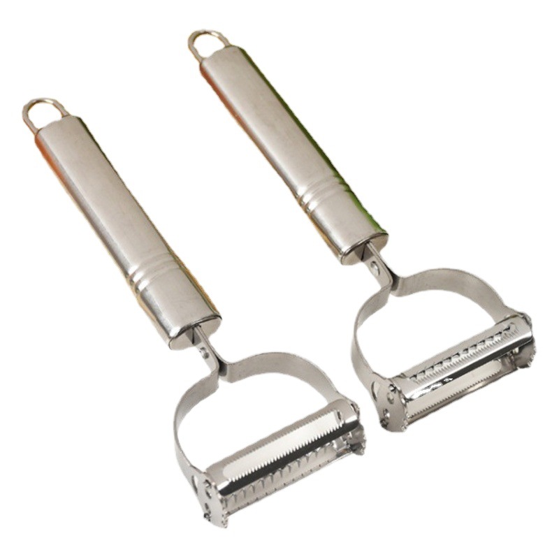 Stainless Steel Peeler Household Fruit Peeler Creative Smiley Potato Shredded Kitchen Gadget Double Head Melon Shredder