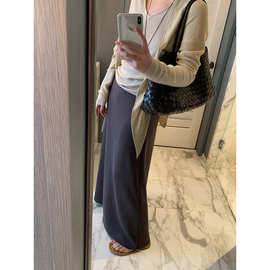 元派 莫代尔百搭高腰半身裙2026春新款宽松垂感显瘦A字长裙 Y340