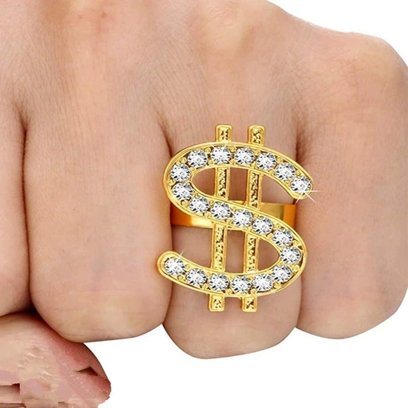欧米のクロスボーダーの装飾品のレトロなヒップホップの金のチェーンのドルの記号のネックレスの男女のドルの記号はダイヤモンドのペンダントを入れます。|undefined