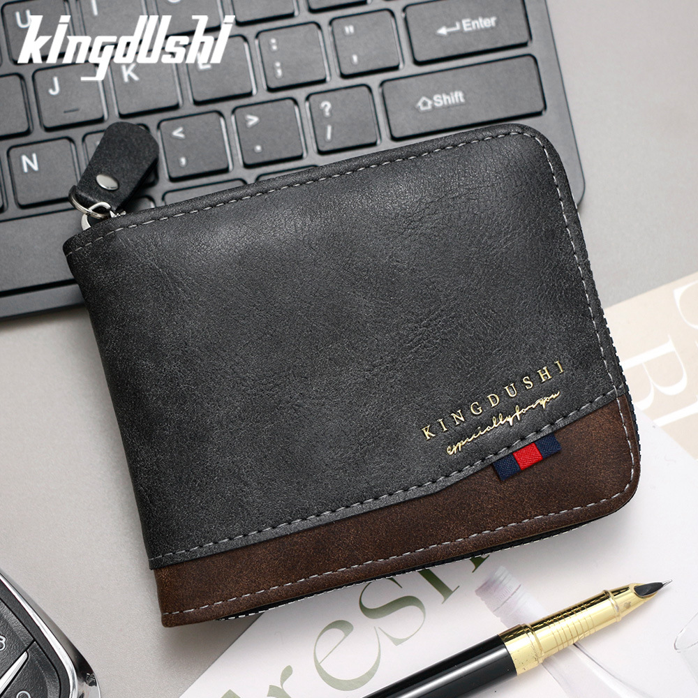 Ventas transfronterizas calientes de moda de color contraste de hombre cartera corta multi-tarjeta brazalete bisagra bolsa de cambio cartera al por mayor