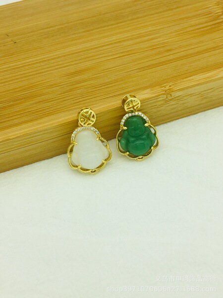 Copper pendant white jade