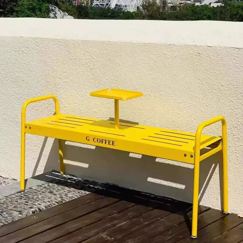 Trendy outdoor Korean bench, park bench, rest bench for milk tea and coffee shops, colorful ins-style chair for shopping malls