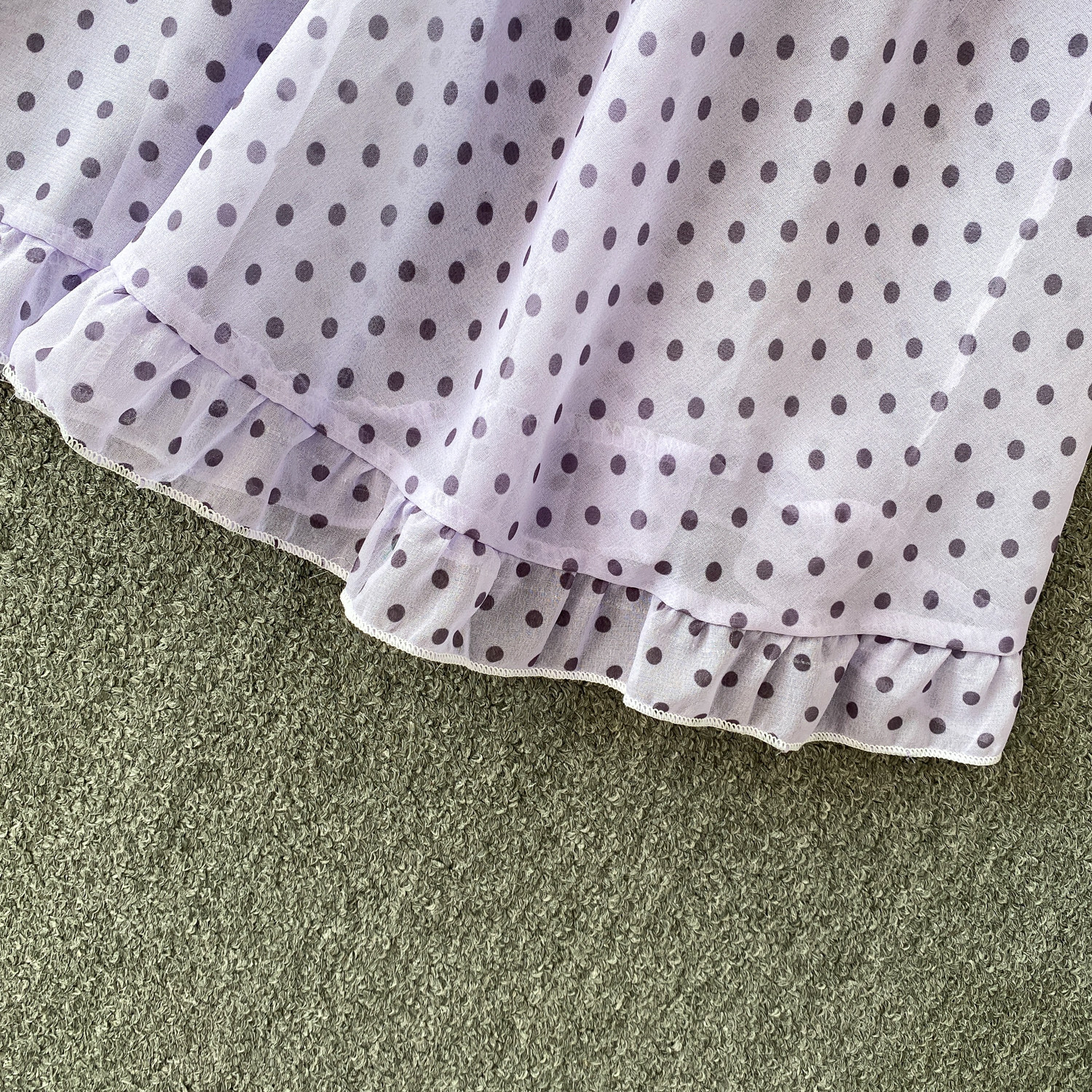 Women's French Sweet Color Block Bow V Neck Long Sleeve Dress Summer Polka Dot Ruffle Hem Elegant Long Skirt_ecoleips.com