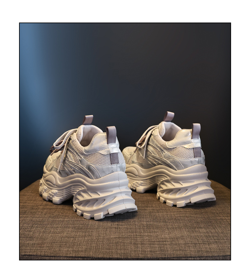 Giày sneaker nữ đế dày chunky lưới thoáng khí tăng chiều cao — màu be chi tiết 19