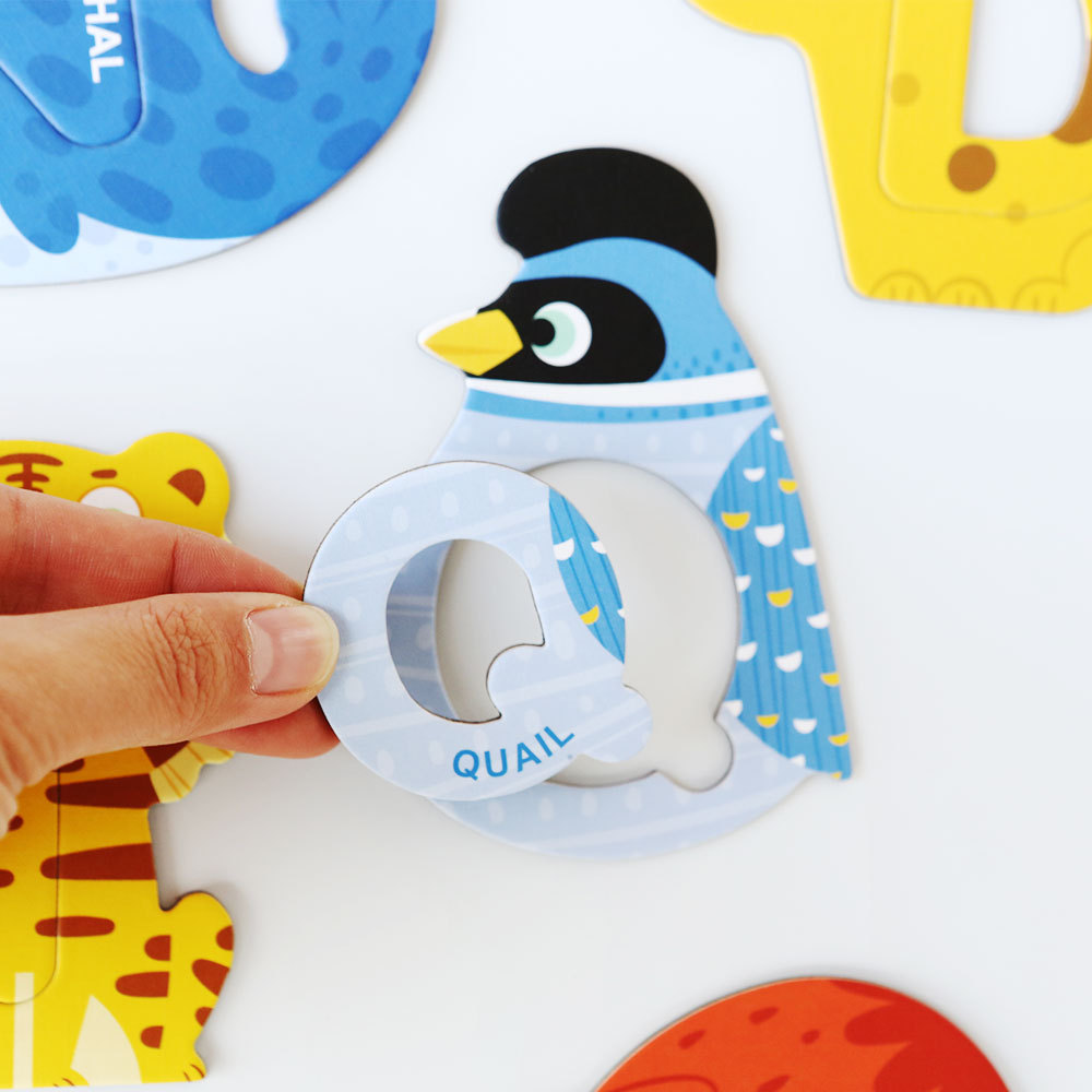 クロスボーダー英語アルファベット早期教育磁気ステッカーパズル幼児認知マッチング動物磁気パズル磁気おもちゃ