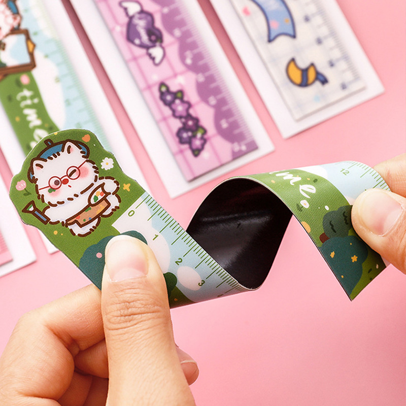 Regla magnética con diseño de West Highland para estudiantes, regla de dibujo bonita, regla suave con diseño de perro adorable, regla recta de 15 cm