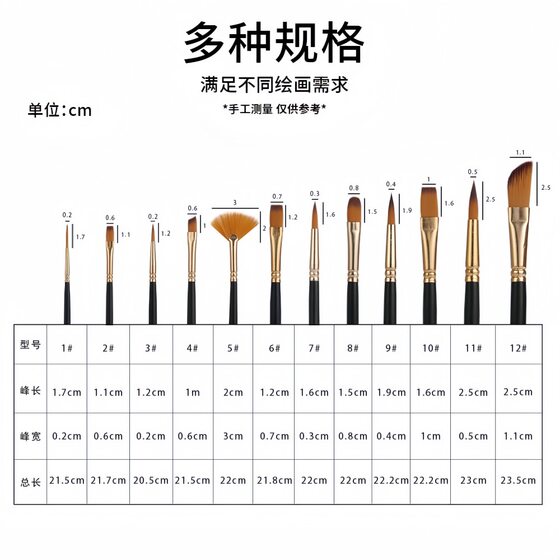 Cross-border Hot Nylon Brush 12 Bright Pen Two-color Nylon Hair Multifunctional Advertising Paint Brush suit
