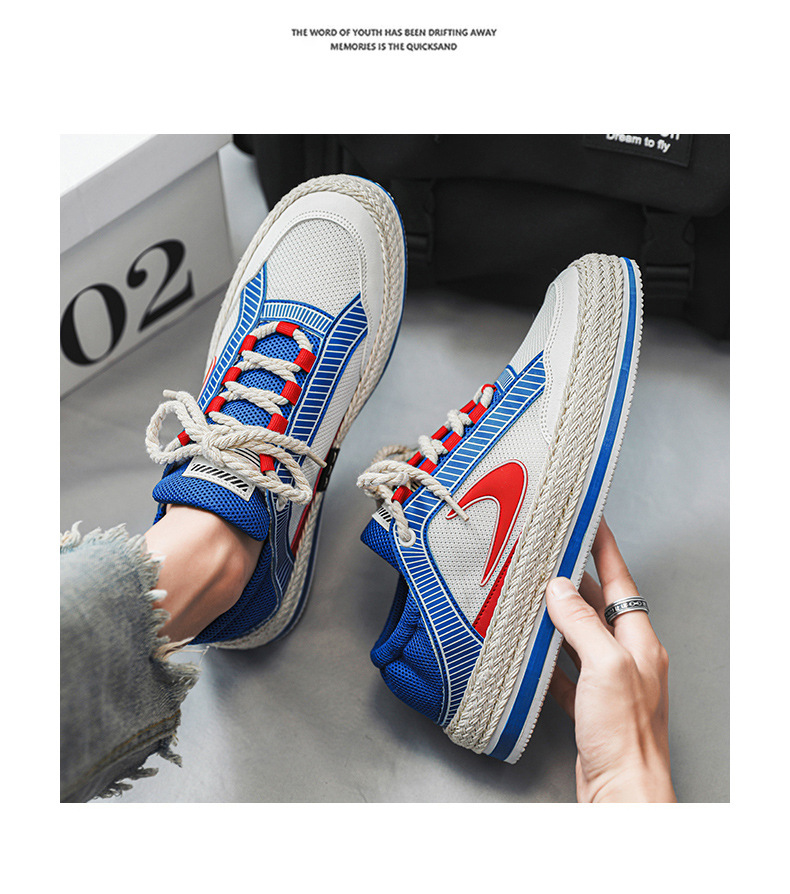Scarpe da uomo autunnali Nuove scarpe sportive in mesh Un pedale Scarpe da marea intrecciate in paglia a doppio scopo con fondo spesso Scarpe casual da studente traspiranti da uomo_voghion.com