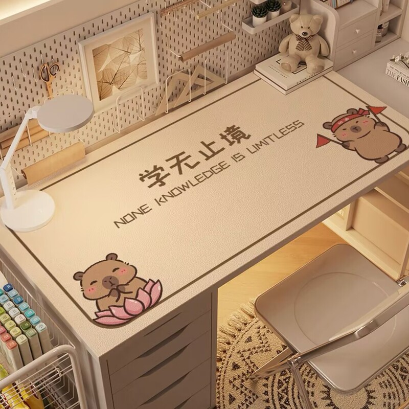 Kapibala 学生デスクマット漫画かわいい使い捨てレザーテーブルクロス耐油防水目の保護特別なデスクトップマット|undefined