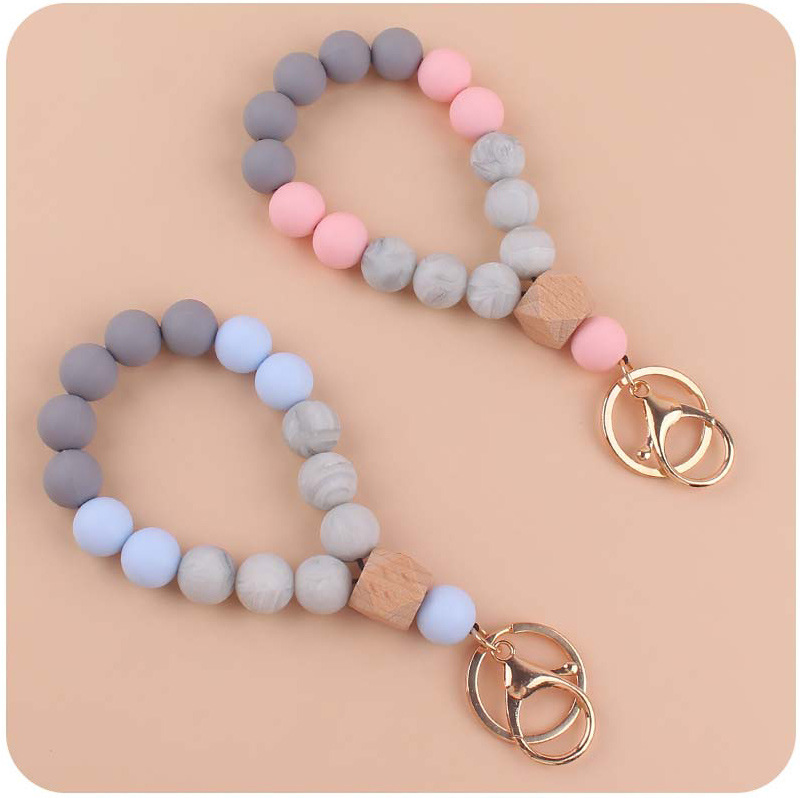 Simple Style Round Alloy Silica Gel Beaded Women's Keychain display picture 2