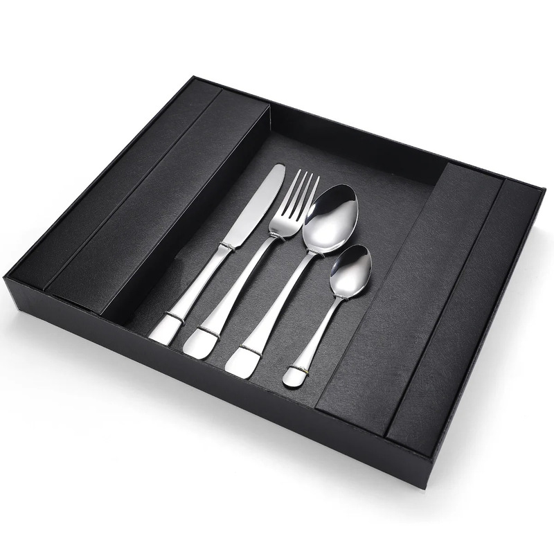 Wholesale Custom Tableware High Quality 1010 Stainless Steel Tableware Western Food Knife Fork Spoon Set 24Pcs Window Box