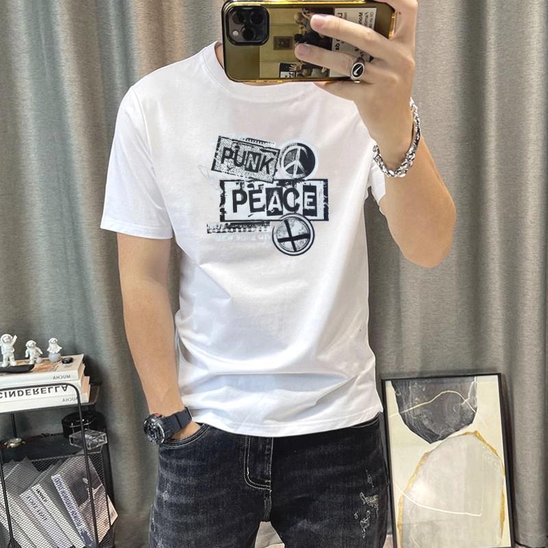 2026 New High-End Pure Cotton Fashion Printed Short-Sleeved T-Shirt Men's Half-Sleeved T-Shirt Trendy Slim and Handsome Men's T-Shirt 2026 New High-End Pure Cotton Fashion Printed Short-Sleeved T-Shirt Men's Half-Sleeved T-Shirt Trendy Slim and Handsome Men's T-Shirt