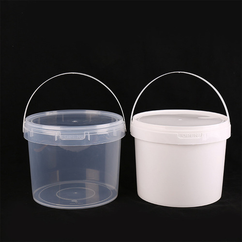 Custom 5L Plastic Bucket with Handle, Thickened Lid, Sealed 5-Gallon Packing White Round Cylinder for Freeze-Dried Jellyfish Cat and Dog Food 5kg