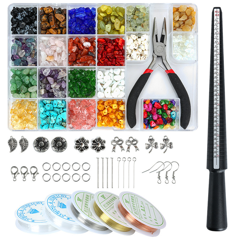 Amazon's Popular Natural Stone Set, Colorful Irregular Gravel 5-8mm, for Making Bracelets and Necklaces, Material Package, Gift