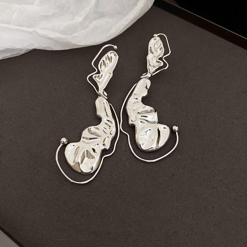 Pendientes de borla de flores de tul de aguja de plata Pendientes de súper hada verde menta fresca Pendientes de diseño exagerado de nicho