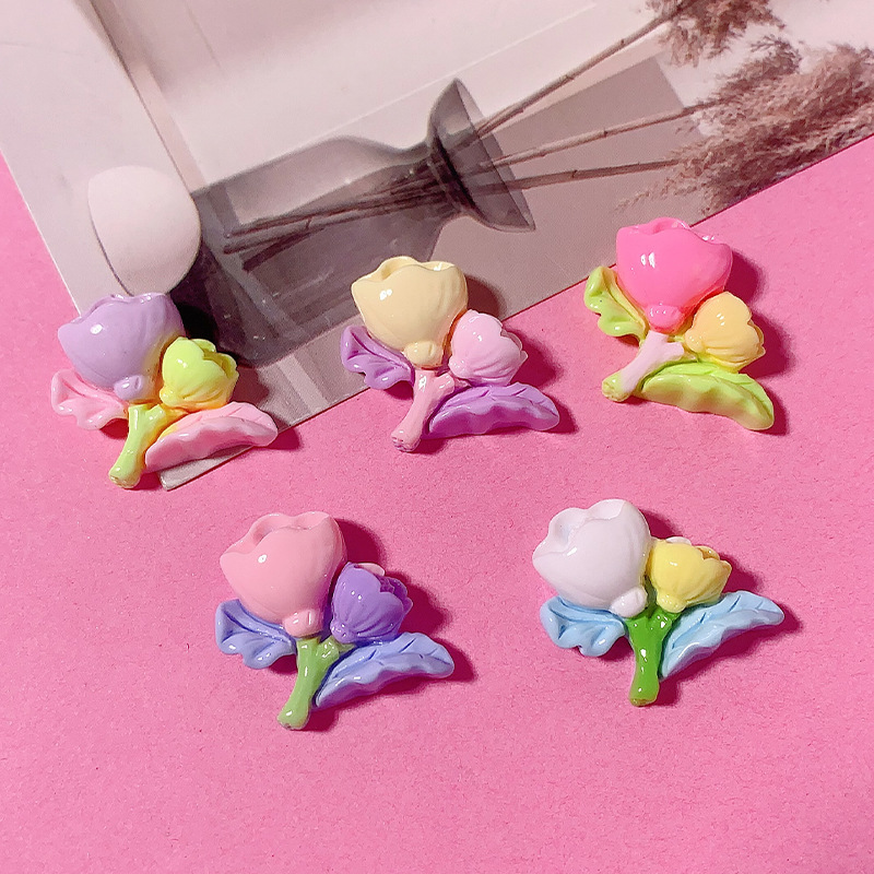 Nueva serie de flores de corn de macarón Diy accesorios de resina crema pegamento para el cabello caja de papelería colgante material hecho a mano