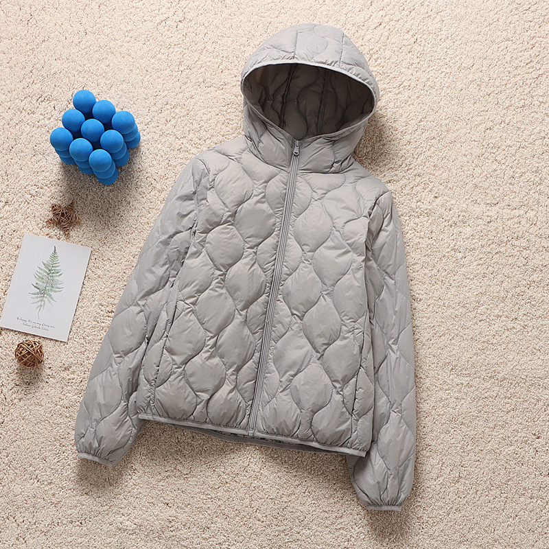 Autumn and Winter New Down Jacket Women's Hooded Casual Warm Lightweight Korean Style Fashionable Slimming Diamond Quilted Jacket