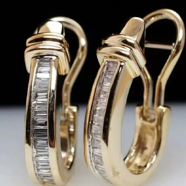New Hot Sale Retro Exquisite Geometric Earrings Brass Real Gold Plated Multi Zircon Ear Buckle Creative Personalized Trendy Earrings