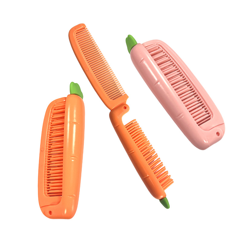 Peines de peinado herméticos plegables niños dibujos animados zanahoria peinado recto doble uso peinado portátil herramientas de peluquería peine de plástico