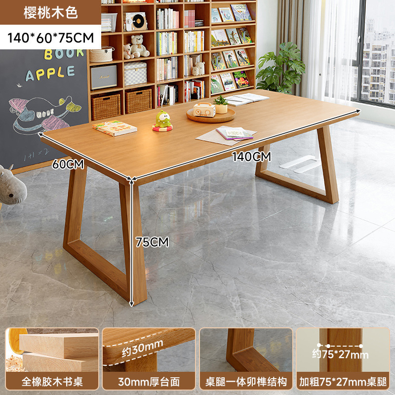 Mesa de escritorio de madera maciza para la sala de estar, escritorio largo, escritorio de lectura, escritorio de estudio, escritorio de computadora de barra larga para dos personas