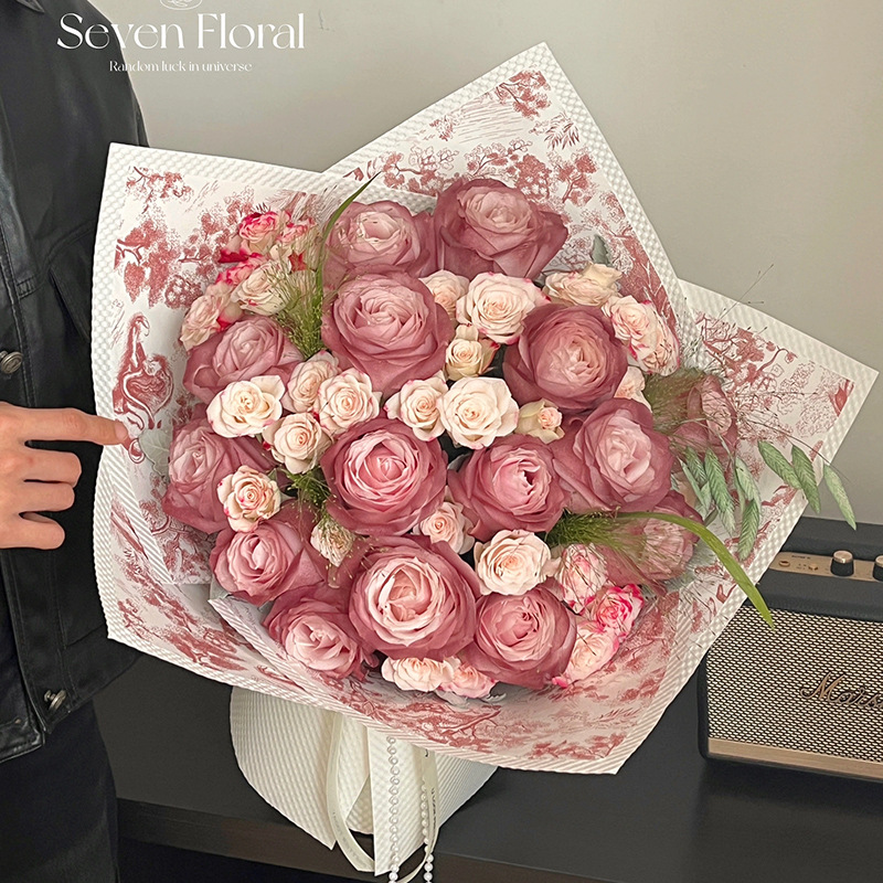 Tarde, té negro, papel de flores, floristería, papel de embalaje de flores, material de embalaje floral, papel de embalaje de ramo de San Valentín al por mayor