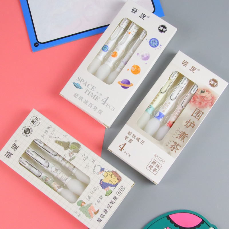 Descompresión creativa suave agarre pluma caja de gel de secado rápido pluma ST cabeza cepillo pregunta pluma estudiante papelería pluma de agua de alto aspecto