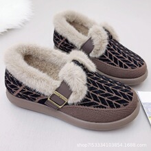 冬季新款加绒加厚女士棉鞋外穿休闲二棉妈妈鞋平底防滑保暖批发
