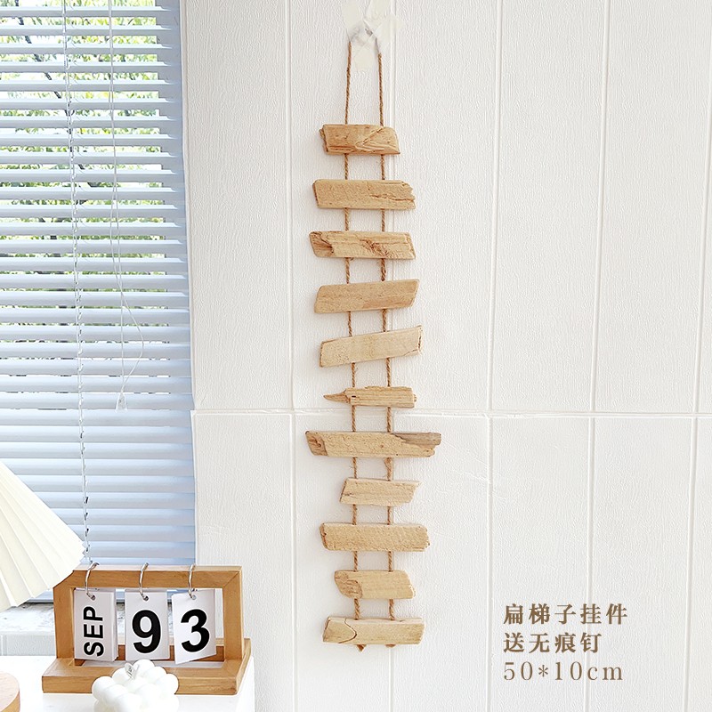 Pared de estilo nórdico decoración de escalera vieja colgante de paja estera de tejido a mano pared de sala de estar productos creativos suaves gato