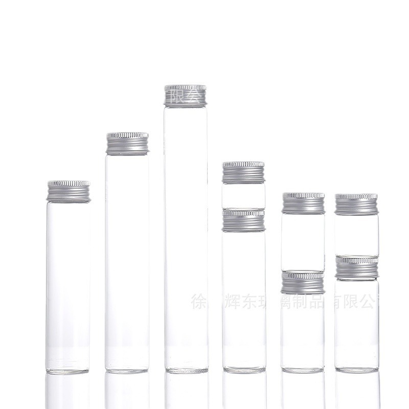 Botella de tubo de aluminio plateado de alto diámetro de borosilicato de 30 mm botella de reactivo botella de vidrio dividida botella de envasado Cordyceps