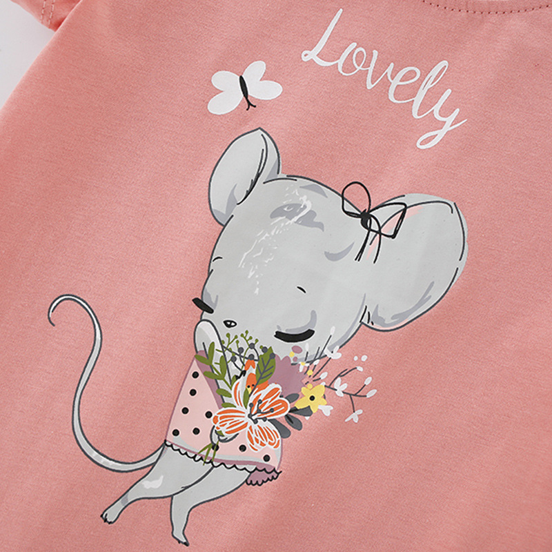 Forestkingdom marca 2023 verano nueva manga corta estilo occidental europeo y americano de dibujos animados impreso media manga camiseta