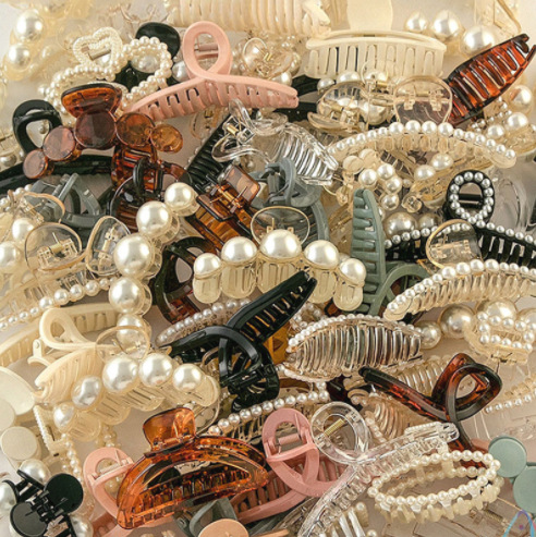 La parte posterior de la cabeza horquilla de perlas grande al por mayor pinza de metal ins pinza de tiburón sensación de alto nivel, simple, horquilla femenina