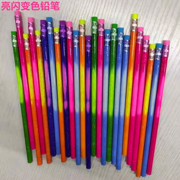Lápiz de escritura cambiante de color brillante lápiz de madera destacado lápiz HB Premio Comercio exterior lápiz al por mayor