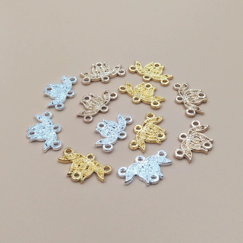 DIY ювелирные аксессуары материал четыре отверстия плоский цветок новый сплав Лотос кулон шпилька головной убор серьги 1166