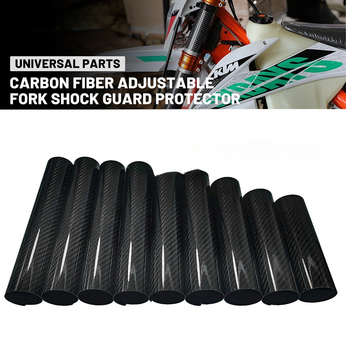 Carbon Fiber Motorcycle Front Fork Protective Cover, Off-Road Modification Anti-Scratch Cover, Universal Shock-Absorbing Protective Cover