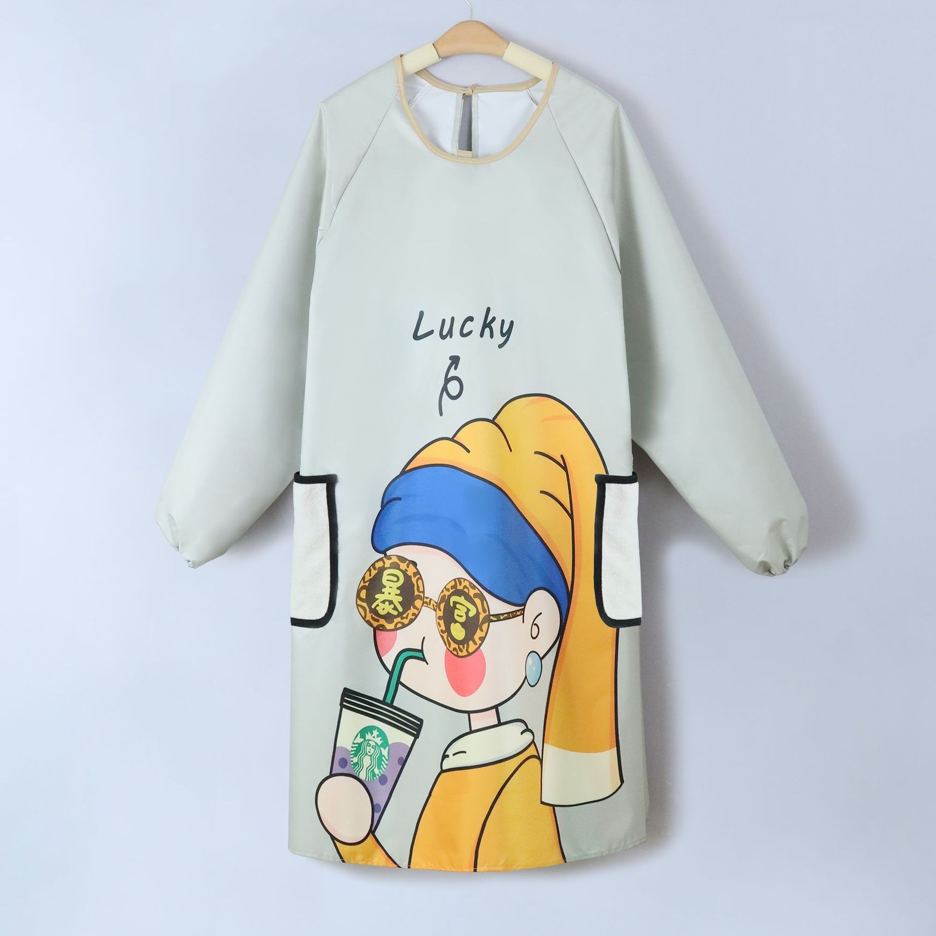 2025 pequeña mujer rica nueva impermeable delantal a prueba de agua a prueba de aceite de mangas largas cocina doméstica cocina de trabajo ropa de trabajo