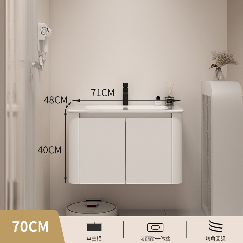 Gabinete de baño de aluminio espacial de estilo japonés combinación baño lavabo cuarto de baño gabinete colgante de cerámica lavabo integrado mesa de lavado gabinete de espejo