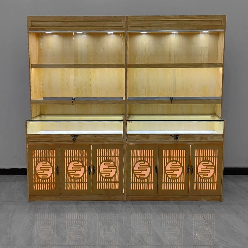 实木中式珠宝展示柜翡翠玉石玉器饰品古玩手串玻璃柜台展柜珠宝柜