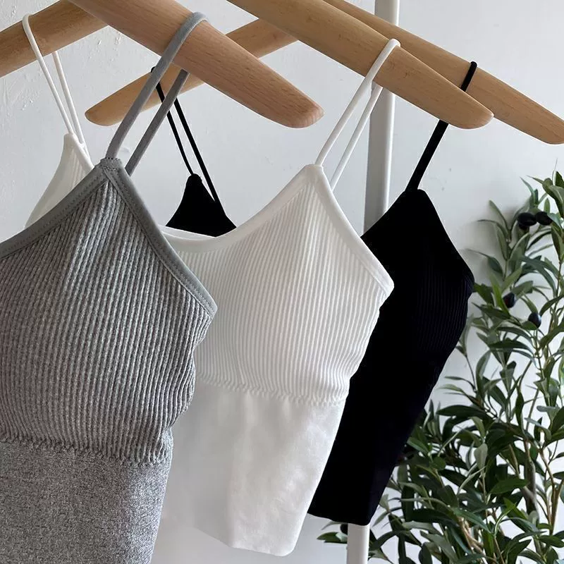 Верх с чашками, майка-майка, йога-одежда, топ, нижнее белье, трубочка, корейский стиль, с маленькими медведями, красивая спинка