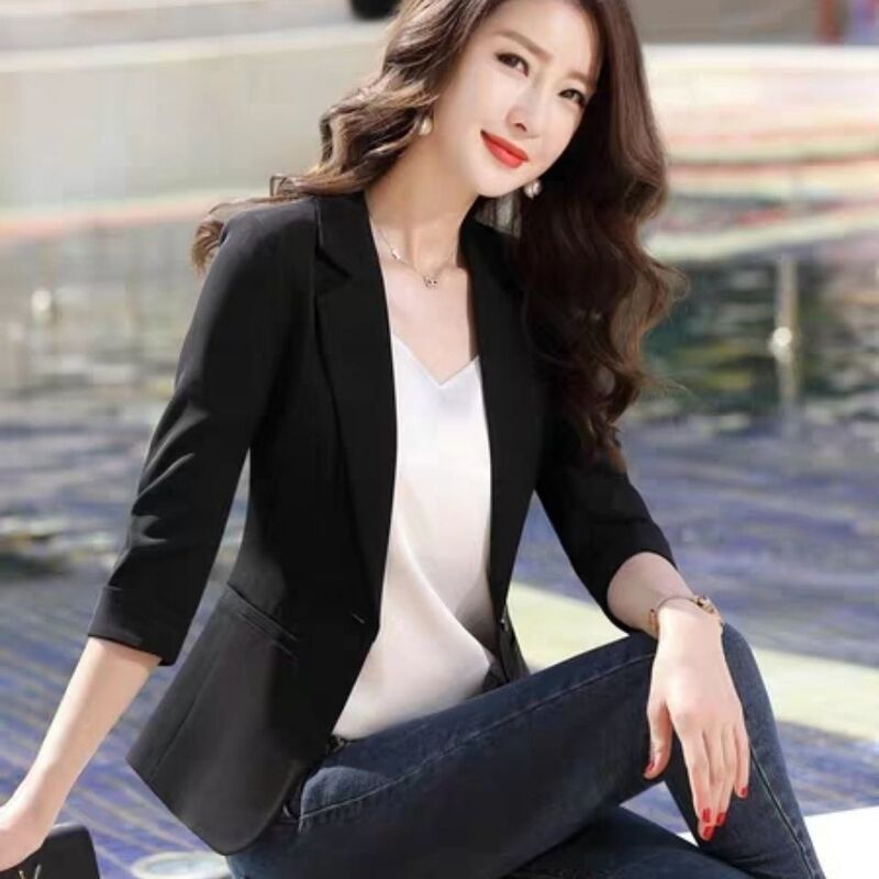网红小西装外套女2025春秋夏新款韩版气质短款上衣休闲修身西服女|undefined