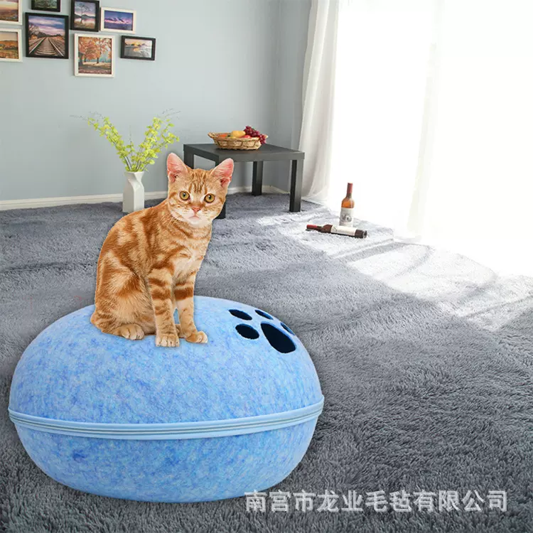 现货供应猫咪毛毡窝猫窝睡房猫盆毛床半封闭式手工