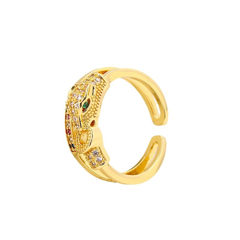 Kreativer neuer personalisierter Hip-Hop-Ring mit Leopardenkopf und Volldiamant, doppellagiges Hohldesign, modischer, vielseitiger Ring_voghion.com