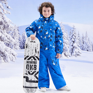 Cross-border new children's one-piece ski suit boys' cold-proof warm ski suit single and double board thickened breathable ski suit