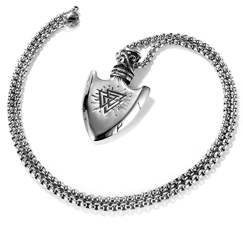 New personalized punk snowflake arrow self-defense necklace trendy men's stainless steel chain cross gift_voghion.com