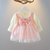 Spring autumn dress with bow, small princess costume, suitable for import, Chanel style, Korean style