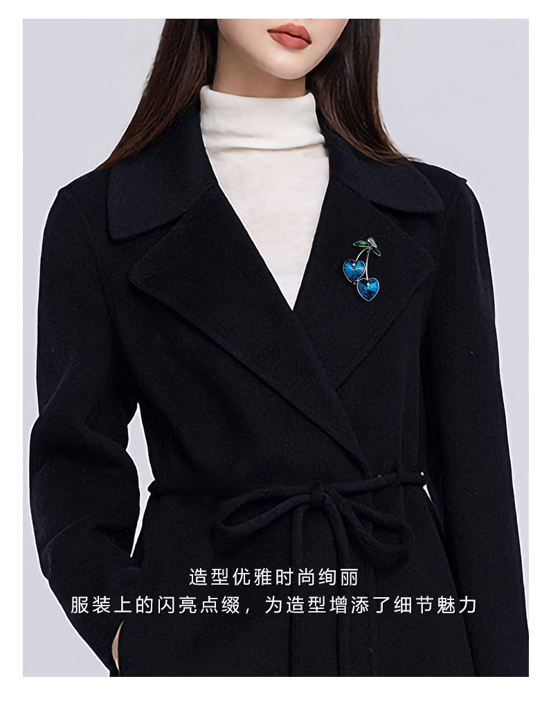 春夏精致蓝水晶樱桃胸针时尚轻奢风高级感爱心胸花新款