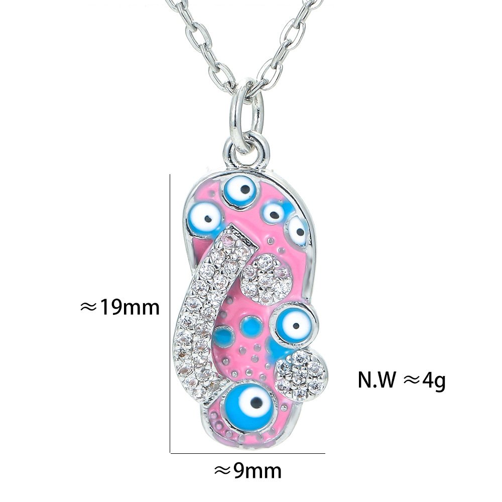 Slippers Pattern Cute Slippers Copper Pendant Necklace Zircon Copper Necklaces