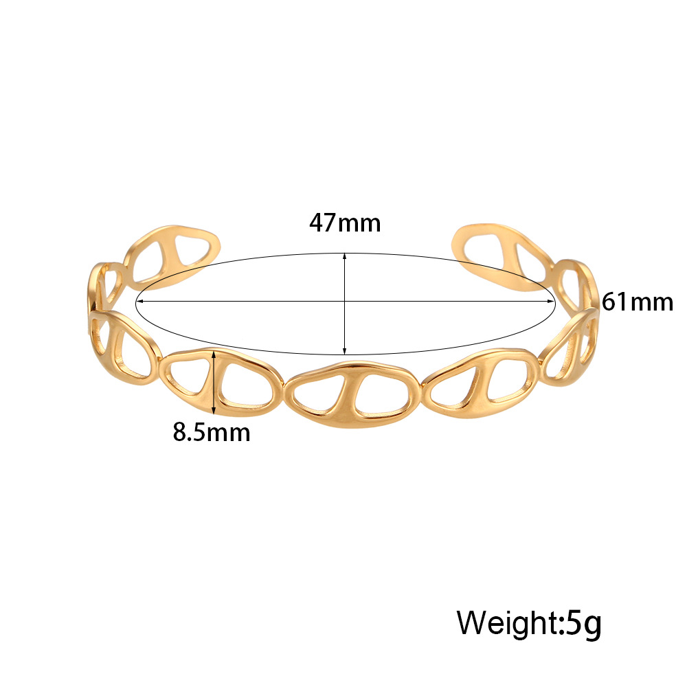 11g Weight PVD Coated Real Gold Plated 18K Gold Solid Color 304 Stainless Steel Fashion Waterproof Non Tarnish Bangle