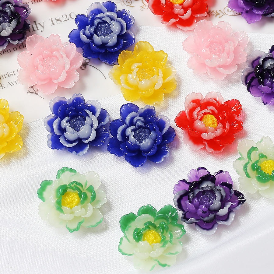 34mm复古树脂花朵配件大手工diy汉服古风发饰制作手机壳装饰材料