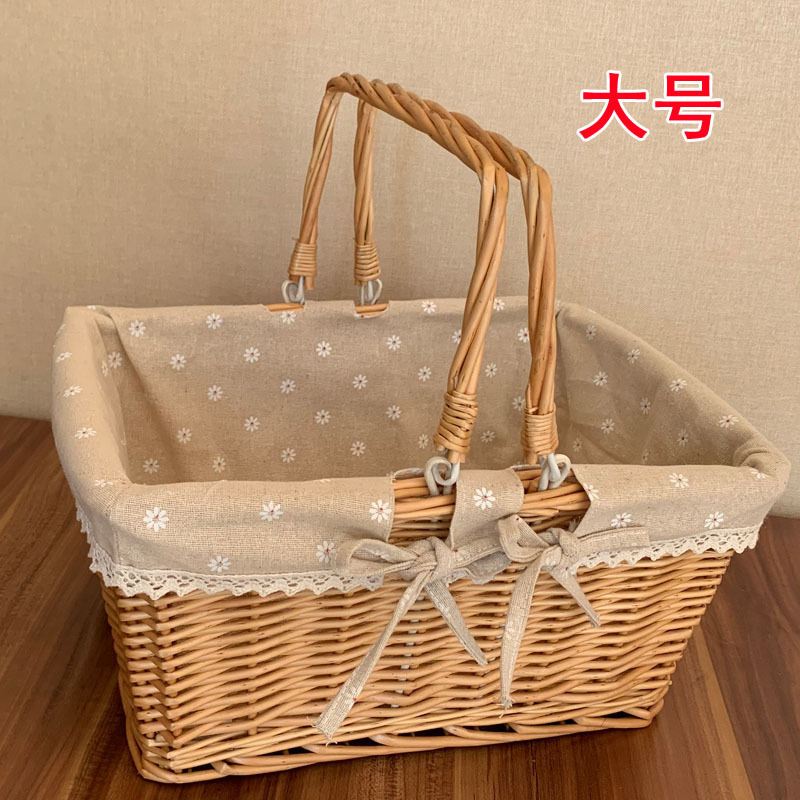 柳編み収納かご買い物かご藤編み果物かご手提げかご野菜青屋外ピクニックかご収納かご卵かご|undefined