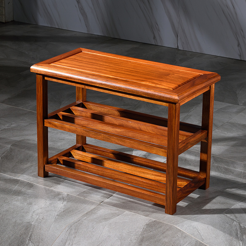 批发多层鞋架柜花梨木全纯实木中式榫卯可坐家用门口小鞋柜换